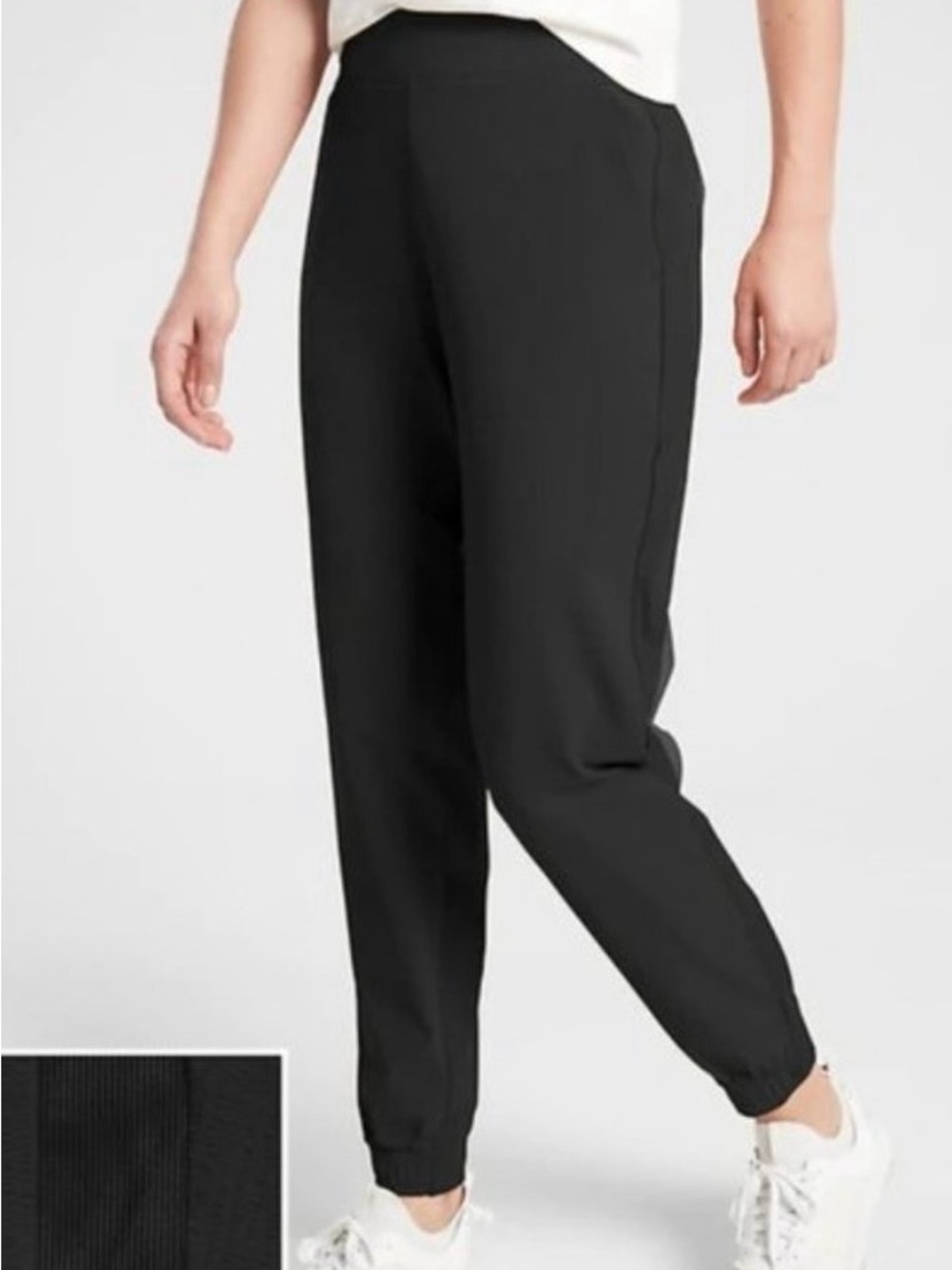 Athleta Textured Brooklyn Black Relaxed Jogger Pants, size 2 athletic athleisure